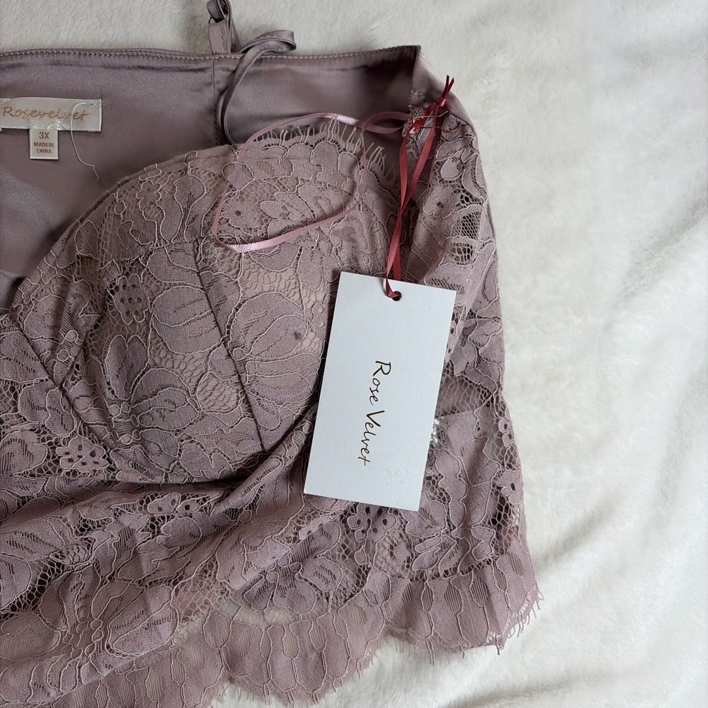 Rose Velvet Lace Corset Women's NWT Size 3XL Mauve Purple Bustier Retro Vintage - Picture 4 of 8